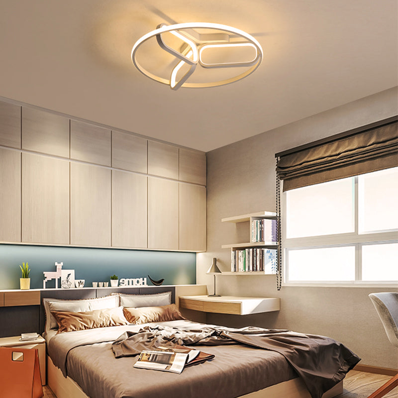 Acrylic Circular Frame Flush Light Modern Style 18"/21.5" Wide LED Bedroom Ceiling Mount Lamp in Black/White/Gold Clearhalo 'Ceiling Lights' 'Close To Ceiling Lights' 'Close to ceiling' 'Flush mount' Lighting' 291465