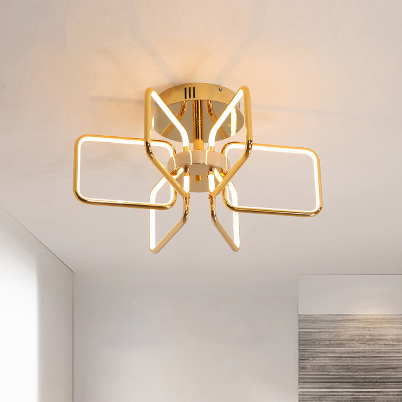 23.5"/31.5" W Gold Rectangle Ceiling Light Modernism LED Acrylic Semi Mount Lighting for Bedroom Clearhalo 'Ceiling Lights' 'Close To Ceiling Lights' 'Close to ceiling' 'Semi-flushmount' Lighting' 291479