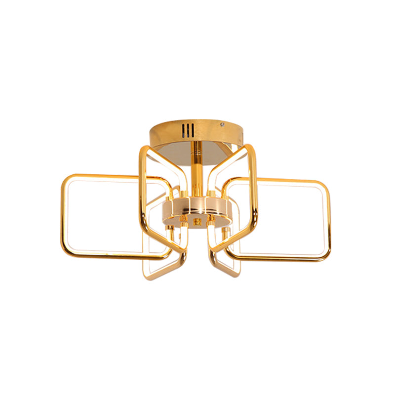 23.5"/31.5" W Gold Rectangle Ceiling Light Modernism LED Acrylic Semi Mount Lighting for Bedroom Clearhalo 'Ceiling Lights' 'Close To Ceiling Lights' 'Close to ceiling' 'Semi-flushmount' Lighting' 291482