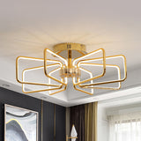 23.5"/31.5" W Gold Rectangle Ceiling Light Modernism LED Acrylic Semi Mount Lighting for Bedroom Gold 31.5" Clearhalo 'Ceiling Lights' 'Close To Ceiling Lights' 'Close to ceiling' 'Semi-flushmount' Lighting' 291484