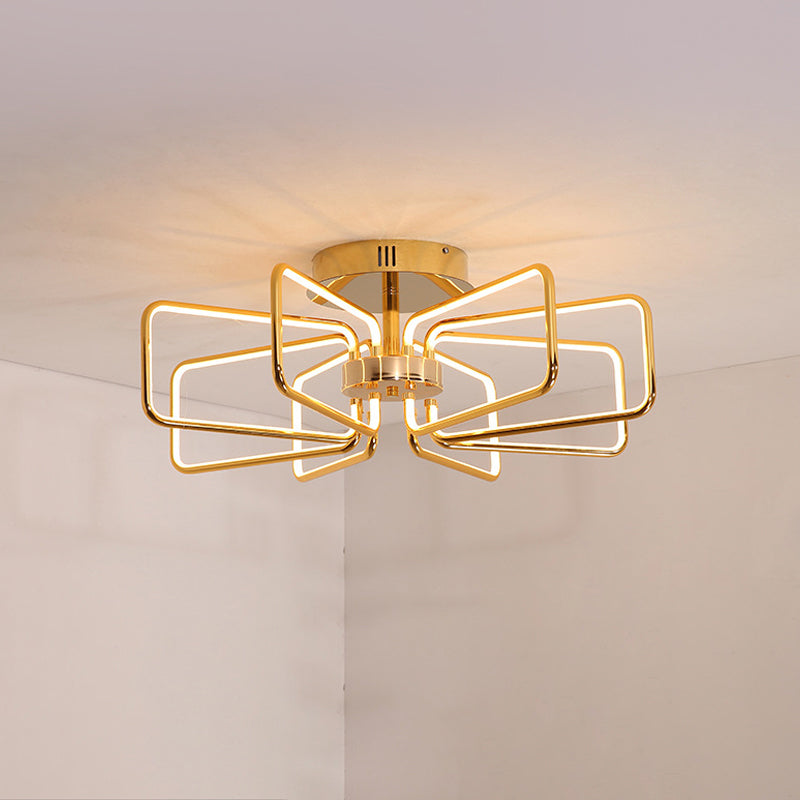 23.5"/31.5" W Gold Rectangle Ceiling Light Modernism LED Acrylic Semi Mount Lighting for Bedroom Clearhalo 'Ceiling Lights' 'Close To Ceiling Lights' 'Close to ceiling' 'Semi-flushmount' Lighting' 291485