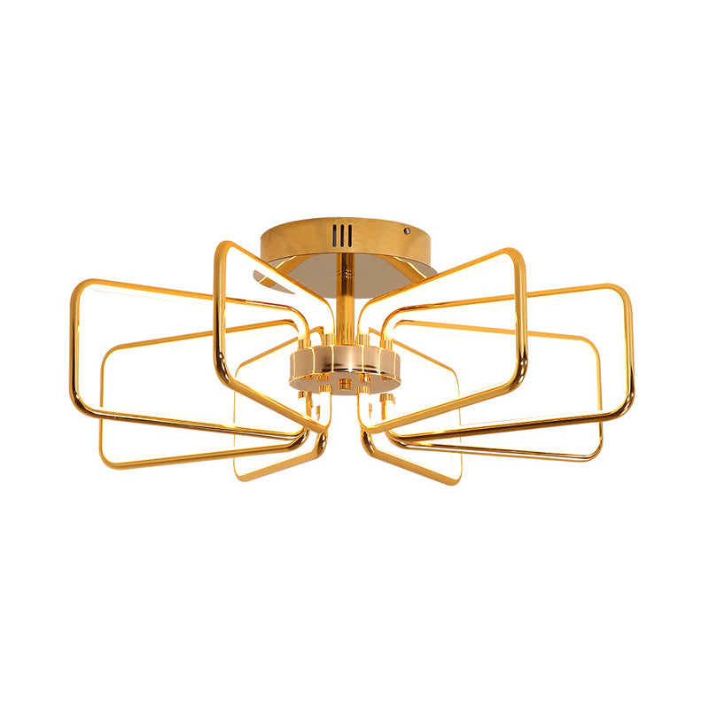 23.5"/31.5" W Gold Rectangle Ceiling Light Modernism LED Acrylic Semi Mount Lighting for Bedroom Clearhalo 'Ceiling Lights' 'Close To Ceiling Lights' 'Close to ceiling' 'Semi-flushmount' Lighting' 291487