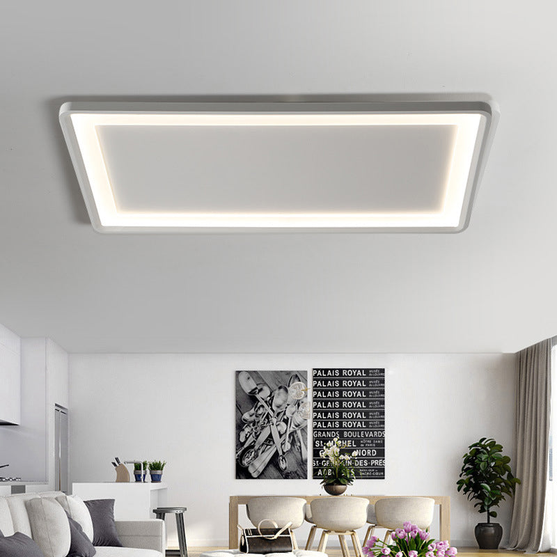 35.5"/43" W White Rectangle Ceiling Lighting Simple Frosted Acrylic Shade LED Flush Lamp in Warm/White Light/Remote Control Stepless Dimming White Remote Control Stepless Dimming Clearhalo 'Ceiling Lights' 'Close To Ceiling Lights' 'Close to ceiling' 'Flush mount' Lighting' 291529