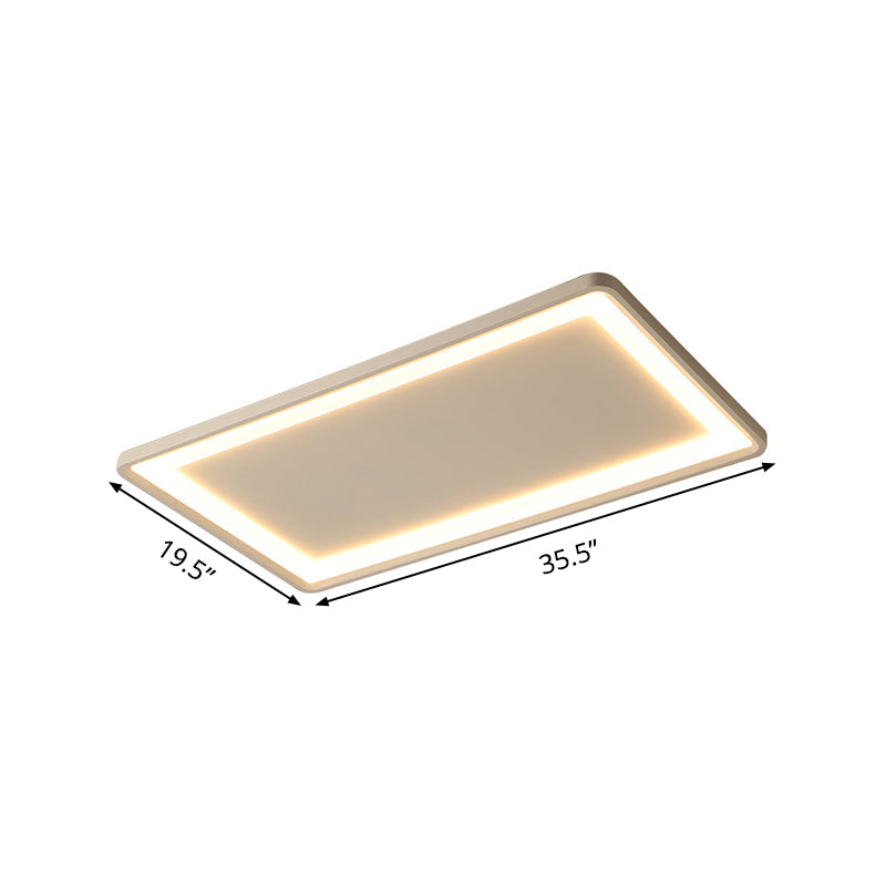 35.5"/43" W White Rectangle Ceiling Lighting Simple Frosted Acrylic Shade LED Flush Lamp in Warm/White Light/Remote Control Stepless Dimming Clearhalo 'Ceiling Lights' 'Close To Ceiling Lights' 'Close to ceiling' 'Flush mount' Lighting' 291533