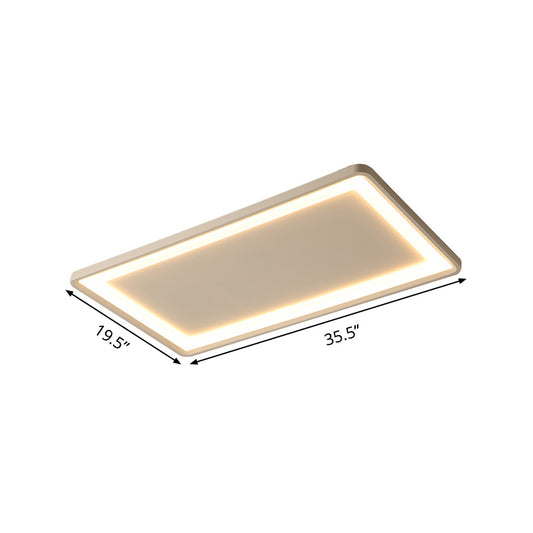 35.5"/43" W White Rectangle Ceiling Lighting Simple Frosted Acrylic Shade LED Flush Lamp in Warm/White Light/Remote Control Stepless Dimming Clearhalo 'Ceiling Lights' 'Close To Ceiling Lights' 'Close to ceiling' 'Flush mount' Lighting' 291533