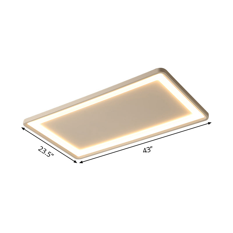 35.5"/43" W White Rectangle Ceiling Lighting Simple Frosted Acrylic Shade LED Flush Lamp in Warm/White Light/Remote Control Stepless Dimming Clearhalo 'Ceiling Lights' 'Close To Ceiling Lights' 'Close to ceiling' 'Flush mount' Lighting' 291534