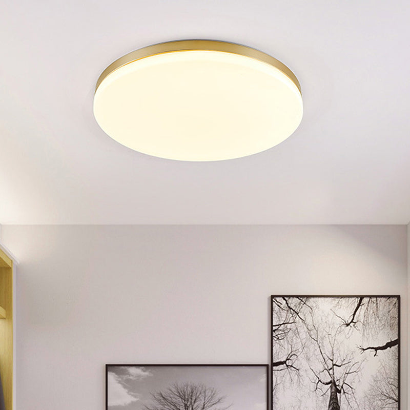 Acrylic Circle Ceiling Mount Minimalist 15"/19" W LED Gold Flushmount Ceiling Lamp for Living Room Gold Clearhalo 'Ceiling Lights' 'Close To Ceiling Lights' 'Close to ceiling' 'Flush mount' Lighting' 291554