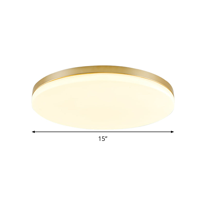 Acrylic Circle Ceiling Mount Minimalist 15"/19" W LED Gold Flushmount Ceiling Lamp for Living Room Clearhalo 'Ceiling Lights' 'Close To Ceiling Lights' 'Close to ceiling' 'Flush mount' Lighting' 291559