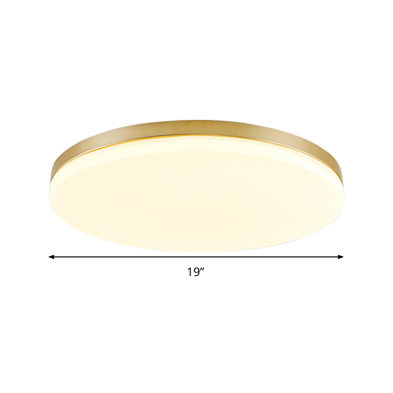 Acrylic Circle Ceiling Mount Minimalist 15"/19" W LED Gold Flushmount Ceiling Lamp for Living Room Clearhalo 'Ceiling Lights' 'Close To Ceiling Lights' 'Close to ceiling' 'Flush mount' Lighting' 291560