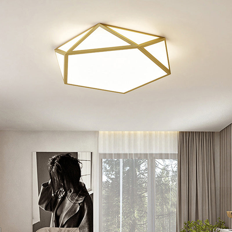 16.5"/20.5" Wide Gold Pentagon Ceiling Light Nordic LED Acrylic Flush Mount Lamp for Bedroom Gold Clearhalo 'Ceiling Lights' 'Close To Ceiling Lights' 'Close to ceiling' 'Flush mount' Lighting' 291561