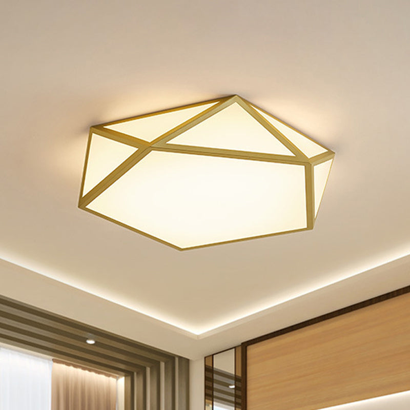 16.5"/20.5" Wide Gold Pentagon Ceiling Light Nordic LED Acrylic Flush Mount Lamp for Bedroom Clearhalo 'Ceiling Lights' 'Close To Ceiling Lights' 'Close to ceiling' 'Flush mount' Lighting' 291562