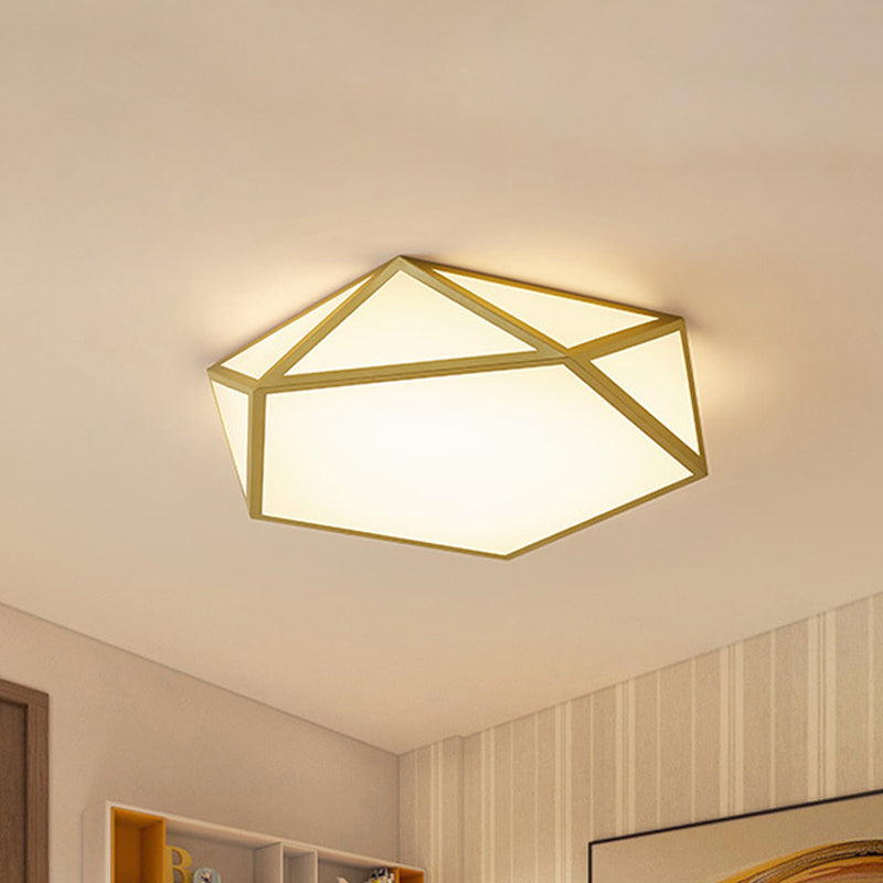 16.5"/20.5" Wide Gold Pentagon Ceiling Light Nordic LED Acrylic Flush Mount Lamp for Bedroom Clearhalo 'Ceiling Lights' 'Close To Ceiling Lights' 'Close to ceiling' 'Flush mount' Lighting' 291563