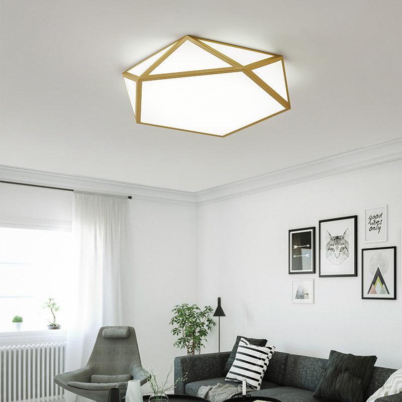 16.5"/20.5" Wide Gold Pentagon Ceiling Light Nordic LED Acrylic Flush Mount Lamp for Bedroom Clearhalo 'Ceiling Lights' 'Close To Ceiling Lights' 'Close to ceiling' 'Flush mount' Lighting' 291564