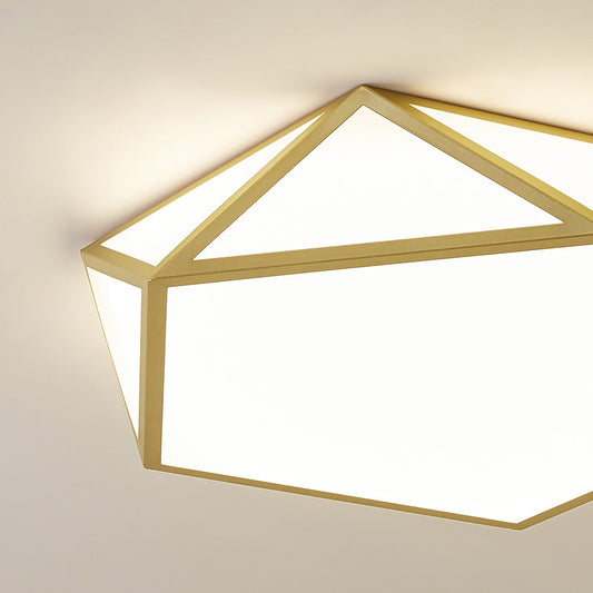 16.5"/20.5" Wide Gold Pentagon Ceiling Light Nordic LED Acrylic Flush Mount Lamp for Bedroom Clearhalo 'Ceiling Lights' 'Close To Ceiling Lights' 'Close to ceiling' 'Flush mount' Lighting' 291568