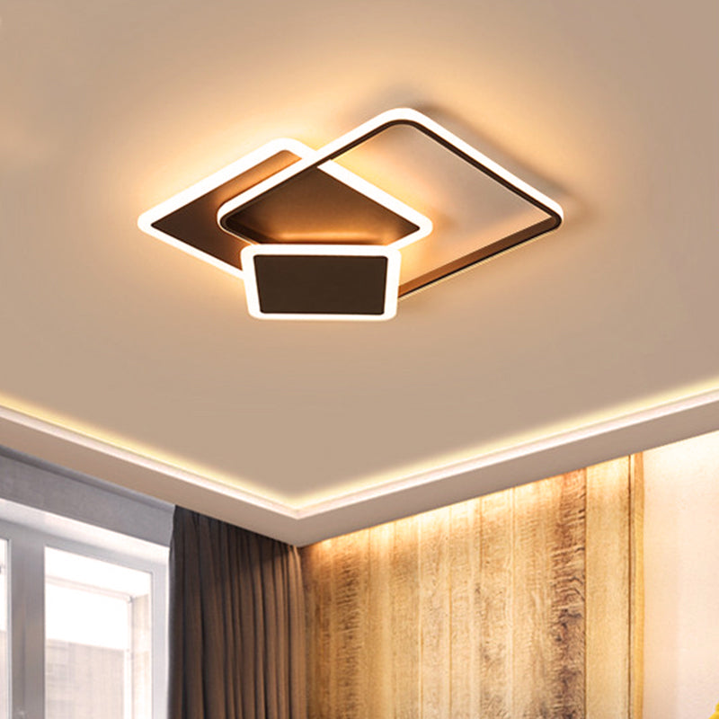 Coffee Slim Square Flush Lamp Modernity 19"/21.5" Wide LED Acrylic Ceiling Mount Light Coffee Clearhalo 'Ceiling Lights' 'Close To Ceiling Lights' 'Close to ceiling' 'Flush mount' Lighting' 291569