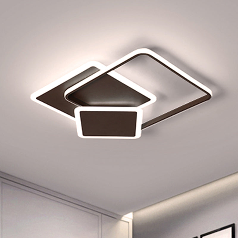 Coffee Slim Square Flush Lamp Modernity 19"/21.5" Wide LED Acrylic Ceiling Mount Light Clearhalo 'Ceiling Lights' 'Close To Ceiling Lights' 'Close to ceiling' 'Flush mount' Lighting' 291570