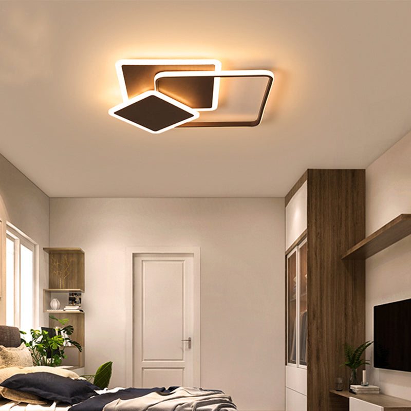 Coffee Slim Square Flush Lamp Modernity 19"/21.5" Wide LED Acrylic Ceiling Mount Light Clearhalo 'Ceiling Lights' 'Close To Ceiling Lights' 'Close to ceiling' 'Flush mount' Lighting' 291571