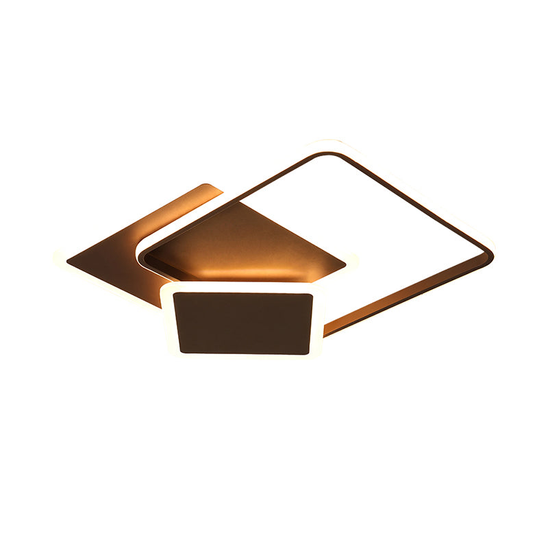 Coffee Slim Square Flush Lamp Modernity 19"/21.5" Wide LED Acrylic Ceiling Mount Light Clearhalo 'Ceiling Lights' 'Close To Ceiling Lights' 'Close to ceiling' 'Flush mount' Lighting' 291573