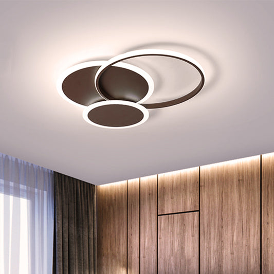 3-Round Bedroom Ceiling Light Ultra Thin Acrylic LED Modern Flushmount Lighting in Coffee, 19.5"/22.5" W Coffee Clearhalo 'Ceiling Lights' 'Close To Ceiling Lights' 'Close to ceiling' 'Flush mount' Lighting' 291576