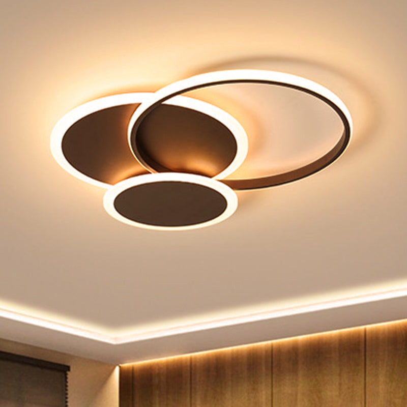 3-Round Bedroom Ceiling Light Ultra Thin Acrylic LED Modern Flushmount Lighting in Coffee, 19.5"/22.5" W Clearhalo 'Ceiling Lights' 'Close To Ceiling Lights' 'Close to ceiling' 'Flush mount' Lighting' 291577