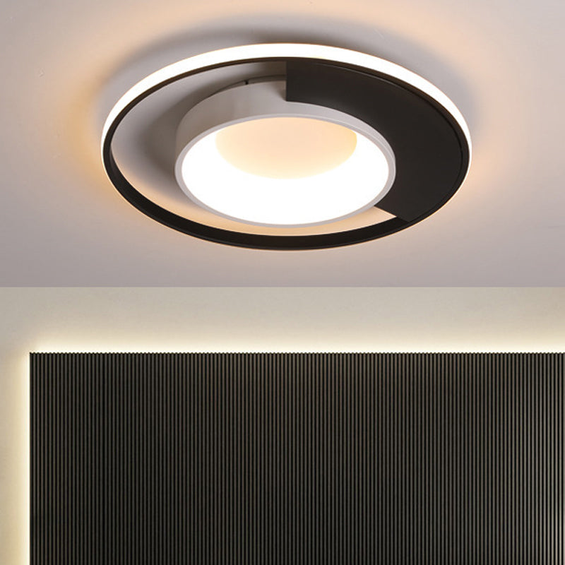 Circular Acrylic Ceiling Mounted Fixture Modern LED Black and White Flush Mount Spotlight in Warm/White Light Black-White Clearhalo 'Ceiling Lights' 'Close To Ceiling Lights' 'Close to ceiling' 'Flush mount' Lighting' 291610