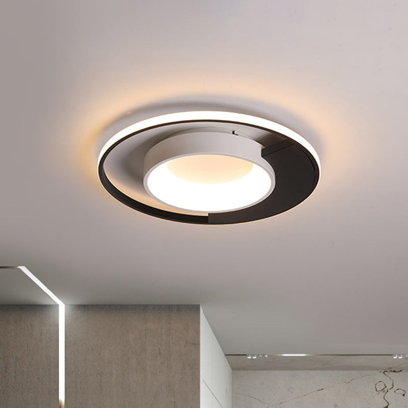 Circular Acrylic Ceiling Mounted Fixture Modern LED Black and White Flush Mount Spotlight in Warm/White Light Clearhalo 'Ceiling Lights' 'Close To Ceiling Lights' 'Close to ceiling' 'Flush mount' Lighting' 291612