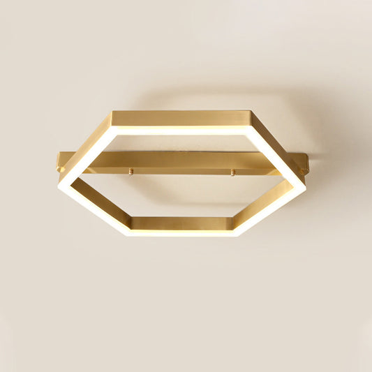 Acrylic Hexagon Ceiling Mount Simplicity LED Gold Flush Mount Lighting Fixture for Bedroom Gold Clearhalo 'Ceiling Lights' 'Close To Ceiling Lights' 'Close to ceiling' 'Flush mount' Lighting' 291617
