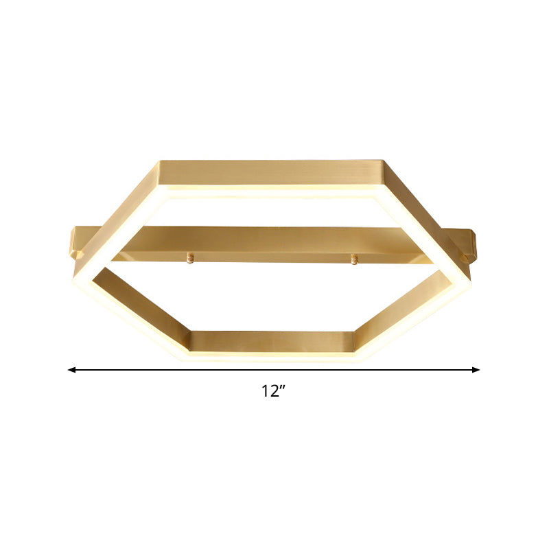 Acrylic Hexagon Ceiling Mount Simplicity LED Gold Flush Mount Lighting Fixture for Bedroom Clearhalo 'Ceiling Lights' 'Close To Ceiling Lights' 'Close to ceiling' 'Flush mount' Lighting' 291622