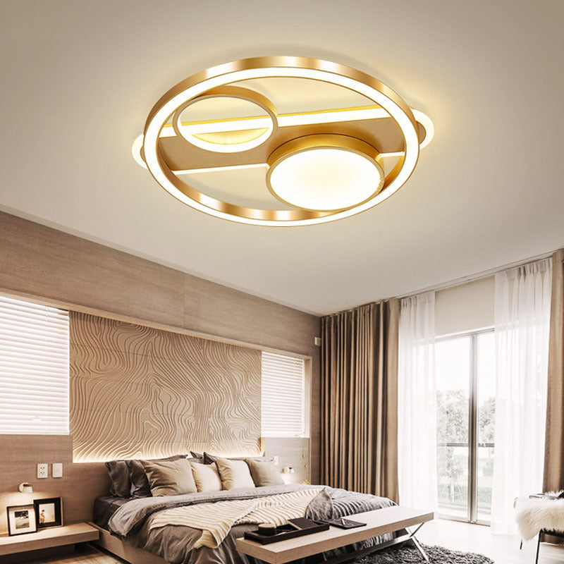 18"/23.5" W Gold Round Ceiling Light Nordic LED Acrylic Flush Mount Lamp in Warm/White Light for Living Room Gold Clearhalo 'Ceiling Lights' 'Close To Ceiling Lights' 'Close to ceiling' Lighting' 291624