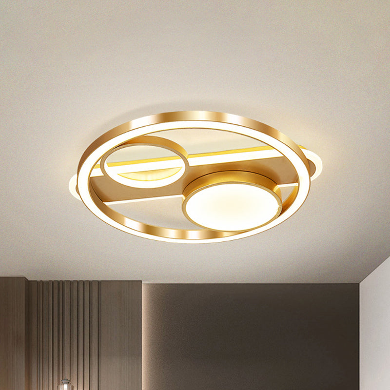 18"/23.5" W Gold Round Ceiling Light Nordic LED Acrylic Flush Mount Lamp in Warm/White Light for Living Room Clearhalo 'Ceiling Lights' 'Close To Ceiling Lights' 'Close to ceiling' Lighting' 291625