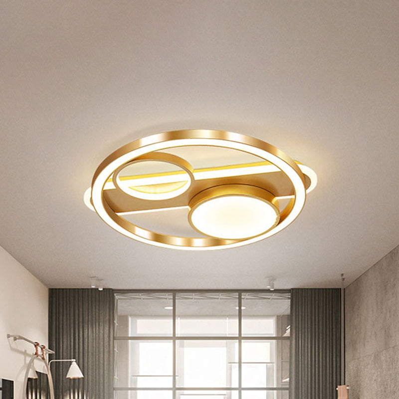 18"/23.5" W Gold Round Ceiling Light Nordic LED Acrylic Flush Mount Lamp in Warm/White Light for Living Room Clearhalo 'Ceiling Lights' 'Close To Ceiling Lights' 'Close to ceiling' Lighting' 291626