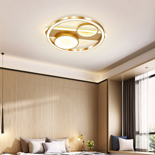 18"/23.5" W Gold Round Ceiling Light Nordic LED Acrylic Flush Mount Lamp in Warm/White Light for Living Room Clearhalo 'Ceiling Lights' 'Close To Ceiling Lights' 'Close to ceiling' Lighting' 291627