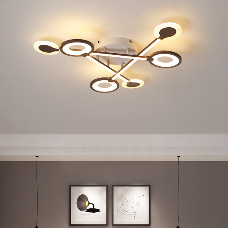 31.5"/39" W Crossed Ceiling Lighting Modern Stylish Acrylic LED Black Flush Lamp in Warm/White Light Black 31.5" Clearhalo 'Ceiling Lights' 'Close To Ceiling Lights' 'Close to ceiling' 'Flush mount' Lighting' 291645