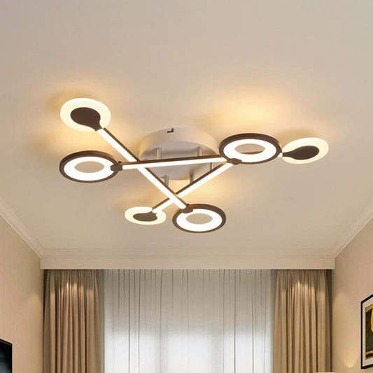 31.5"/39" W Crossed Ceiling Lighting Modern Stylish Acrylic LED Black Flush Lamp in Warm/White Light Clearhalo 'Ceiling Lights' 'Close To Ceiling Lights' 'Close to ceiling' 'Flush mount' Lighting' 291646