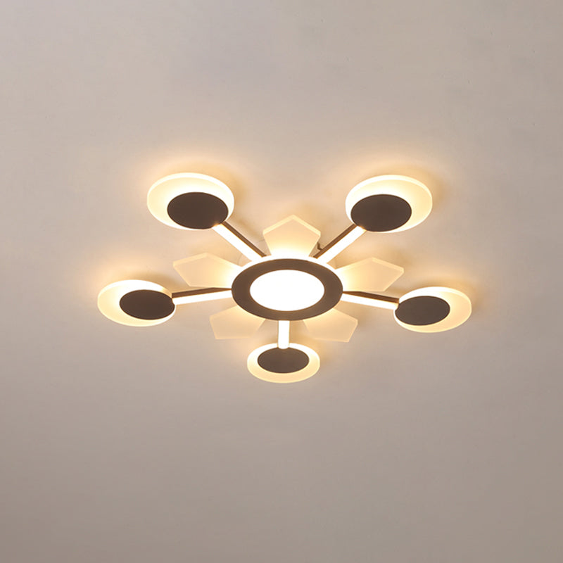 25"/31.5" W Coffee Floral Flush Ceiling Light Modernist LED Super Thin Acrylic Flushmount in Warm/White Light Coffee 25" Clearhalo 'Ceiling Lights' 'Close To Ceiling Lights' 'Close to ceiling' 'Flush mount' Lighting' 291655