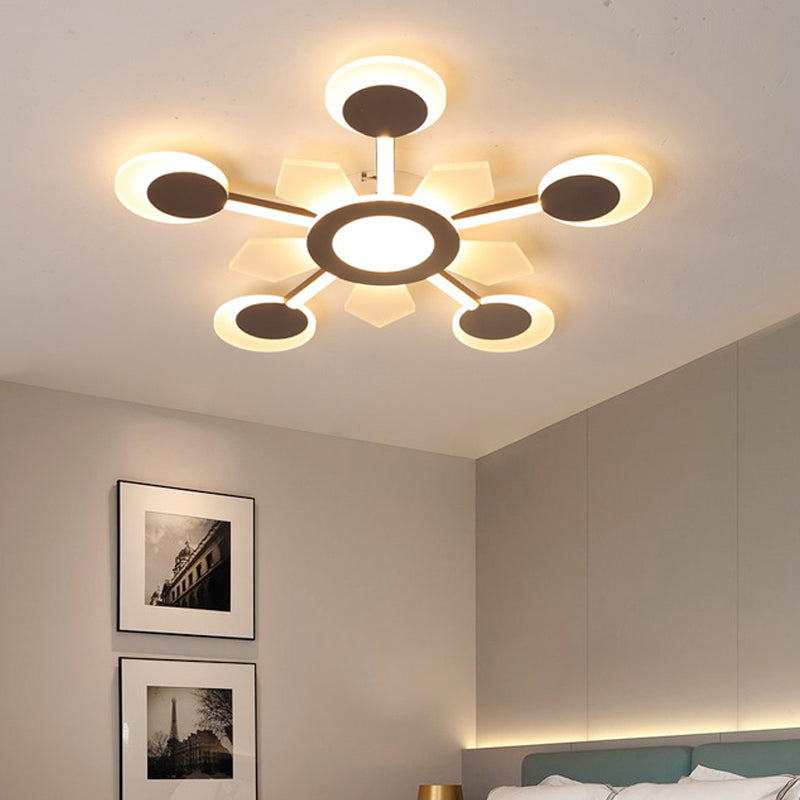 25"/31.5" W Coffee Floral Flush Ceiling Light Modernist LED Super Thin Acrylic Flushmount in Warm/White Light Clearhalo 'Ceiling Lights' 'Close To Ceiling Lights' 'Close to ceiling' 'Flush mount' Lighting' 291656