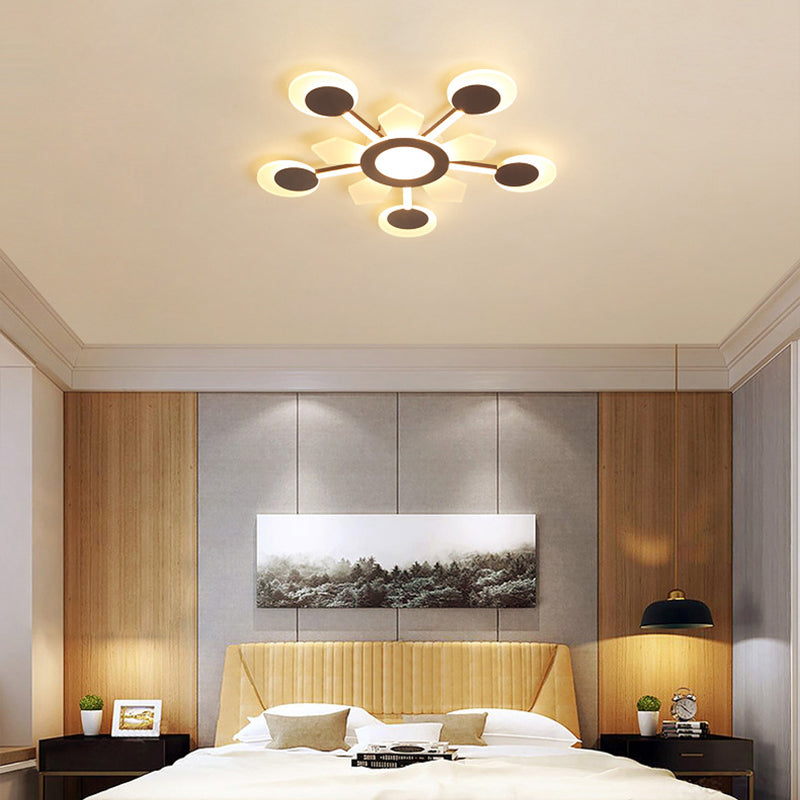 25"/31.5" W Coffee Floral Flush Ceiling Light Modernist LED Super Thin Acrylic Flushmount in Warm/White Light Clearhalo 'Ceiling Lights' 'Close To Ceiling Lights' 'Close to ceiling' 'Flush mount' Lighting' 291657