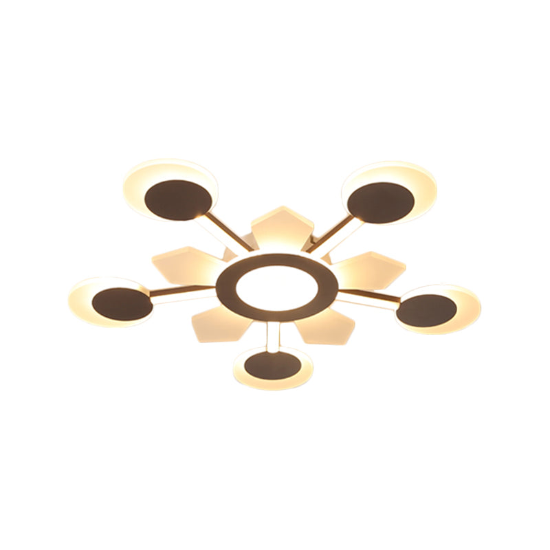 25"/31.5" W Coffee Floral Flush Ceiling Light Modernist LED Super Thin Acrylic Flushmount in Warm/White Light Clearhalo 'Ceiling Lights' 'Close To Ceiling Lights' 'Close to ceiling' 'Flush mount' Lighting' 291658