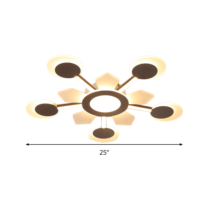 25"/31.5" W Coffee Floral Flush Ceiling Light Modernist LED Super Thin Acrylic Flushmount in Warm/White Light Clearhalo 'Ceiling Lights' 'Close To Ceiling Lights' 'Close to ceiling' 'Flush mount' Lighting' 291659