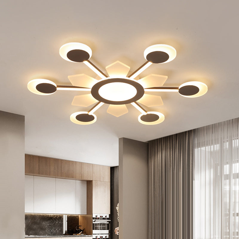 25"/31.5" W Coffee Floral Flush Ceiling Light Modernist LED Super Thin Acrylic Flushmount in Warm/White Light Coffee 31.5" Clearhalo 'Ceiling Lights' 'Close To Ceiling Lights' 'Close to ceiling' 'Flush mount' Lighting' 291660