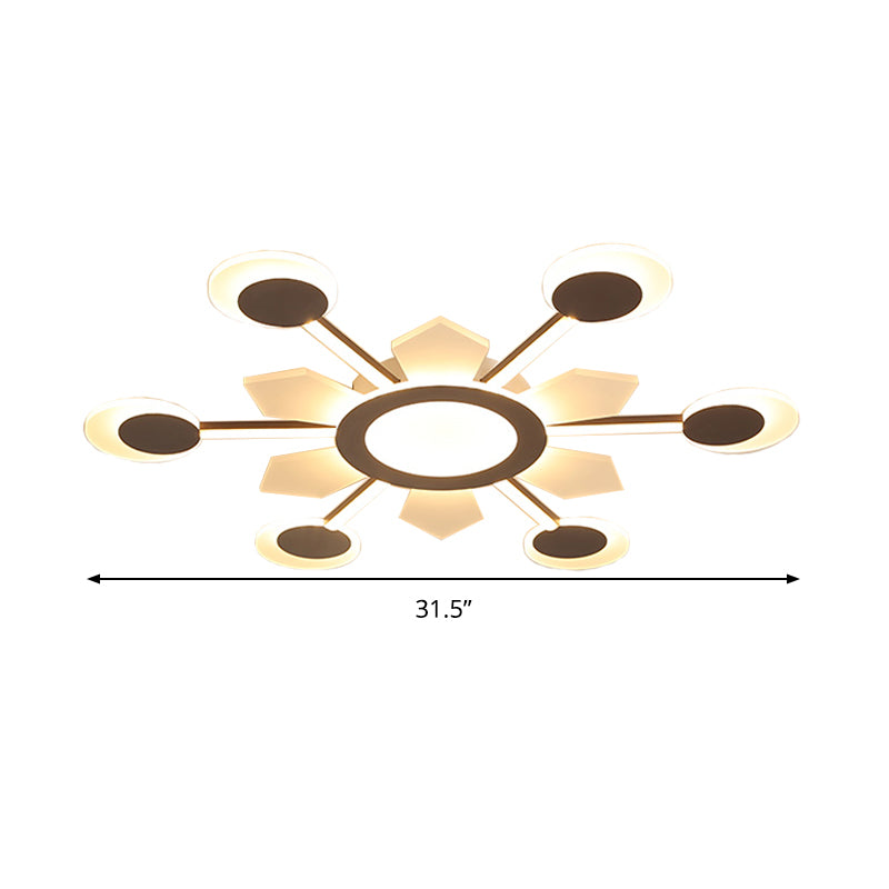 25"/31.5" W Coffee Floral Flush Ceiling Light Modernist LED Super Thin Acrylic Flushmount in Warm/White Light Clearhalo 'Ceiling Lights' 'Close To Ceiling Lights' 'Close to ceiling' 'Flush mount' Lighting' 291663