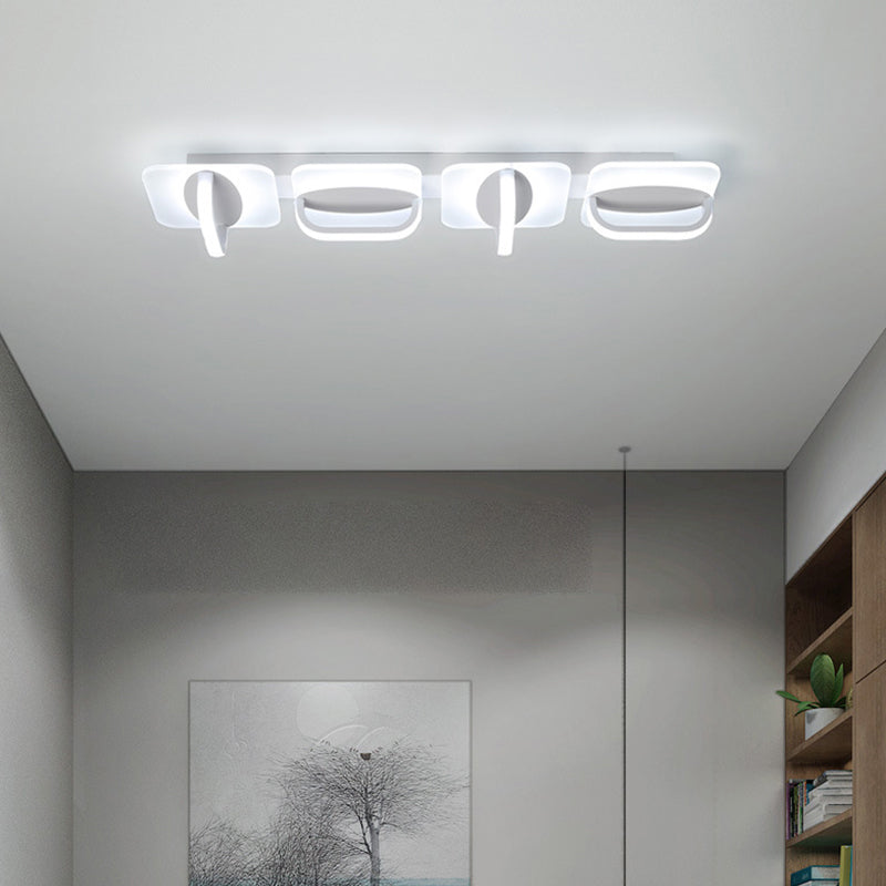 White Linear Ceiling Lighting Modern Style LED Acrylic Flushmount Light in Warm/White Light, 31.5"/39" W White 31.5" White Clearhalo 'Ceiling Lights' 'Close To Ceiling Lights' 'Close to ceiling' 'Flush mount' Lighting' 291724