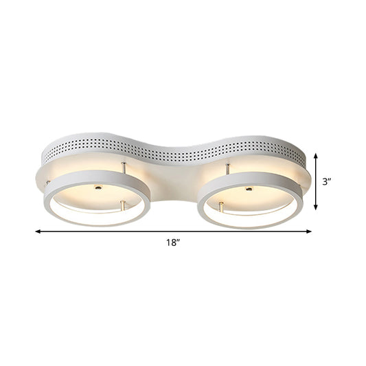 Minimal White Dual Round Ceiling Lamp Acrylic LED Corridor Flush Mount Light Fixture in Warm/White Light Clearhalo 'Ceiling Lights' 'Close To Ceiling Lights' 'Close to ceiling' 'Flush mount' Lighting' 291751