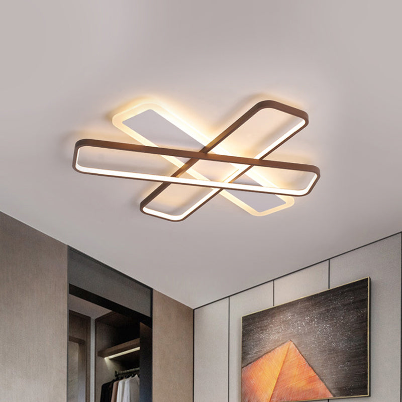 Coffee Overlapped Ceiling Flush Lamp 23.5"/39" W Contemporary LED Super Thin Acrylic Flushmount in Warm/White Light Coffee Clearhalo 'Ceiling Lights' 'Close To Ceiling Lights' 'Close to ceiling' 'Flush mount' Lighting' 291758