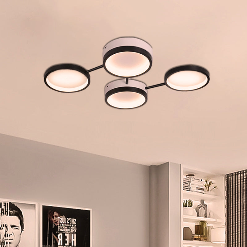 Black Molecular LED Flush Light Nordic Acrylic 4/5 Light Living Room Ceiling Lamp in Warm/White Light 4 Black Clearhalo 'Ceiling Lights' 'Close To Ceiling Lights' 'Close to ceiling' 'Flush mount' Lighting' 291764