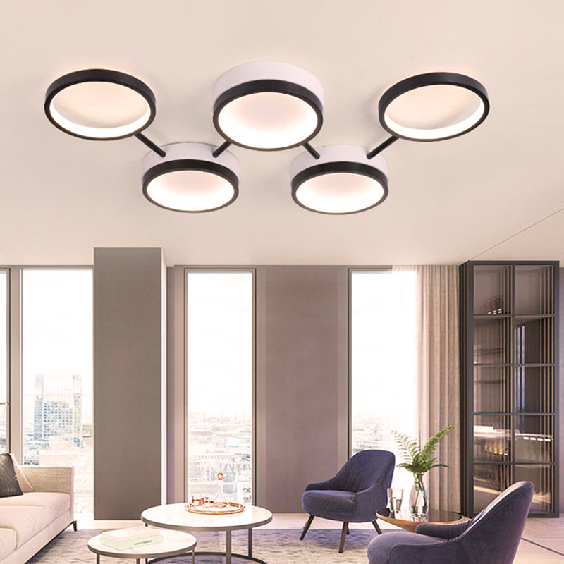 Black Molecular LED Flush Light Nordic Acrylic 4/5 Light Living Room Ceiling Lamp in Warm/White Light 5 Black Clearhalo 'Ceiling Lights' 'Close To Ceiling Lights' 'Close to ceiling' 'Flush mount' Lighting' 291770