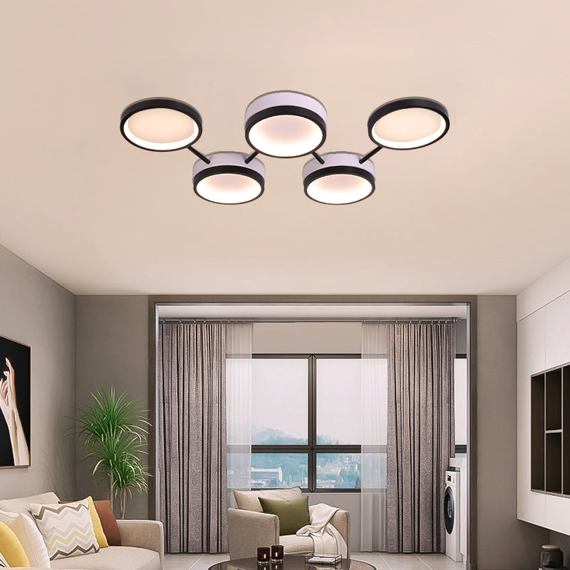 Black Molecular LED Flush Light Nordic Acrylic 4/5 Light Living Room Ceiling Lamp in Warm/White Light Clearhalo 'Ceiling Lights' 'Close To Ceiling Lights' 'Close to ceiling' 'Flush mount' Lighting' 291771