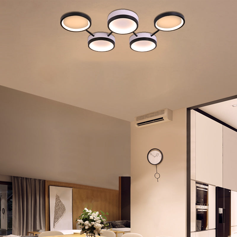 Black Molecular LED Flush Light Nordic Acrylic 4/5 Light Living Room Ceiling Lamp in Warm/White Light Clearhalo 'Ceiling Lights' 'Close To Ceiling Lights' 'Close to ceiling' 'Flush mount' Lighting' 291772