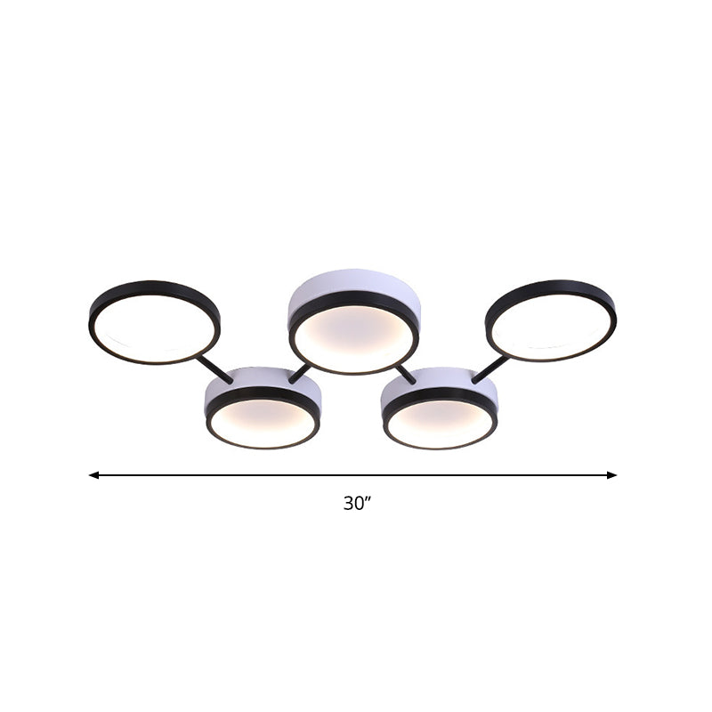 Black Molecular LED Flush Light Nordic Acrylic 4/5 Light Living Room Ceiling Lamp in Warm/White Light Clearhalo 'Ceiling Lights' 'Close To Ceiling Lights' 'Close to ceiling' 'Flush mount' Lighting' 291774