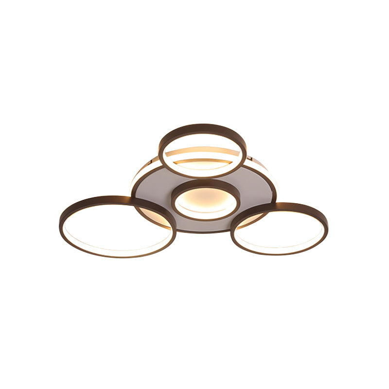 4/5-Halo Ring Ceiling Lighting Modernity Acrylic LED Black Flush Mount Light Fixture in Warm/White Light, 27.5"/33.5" W Clearhalo 'Ceiling Lights' 'Close To Ceiling Lights' 'Close to ceiling' 'Flush mount' Lighting' 291824